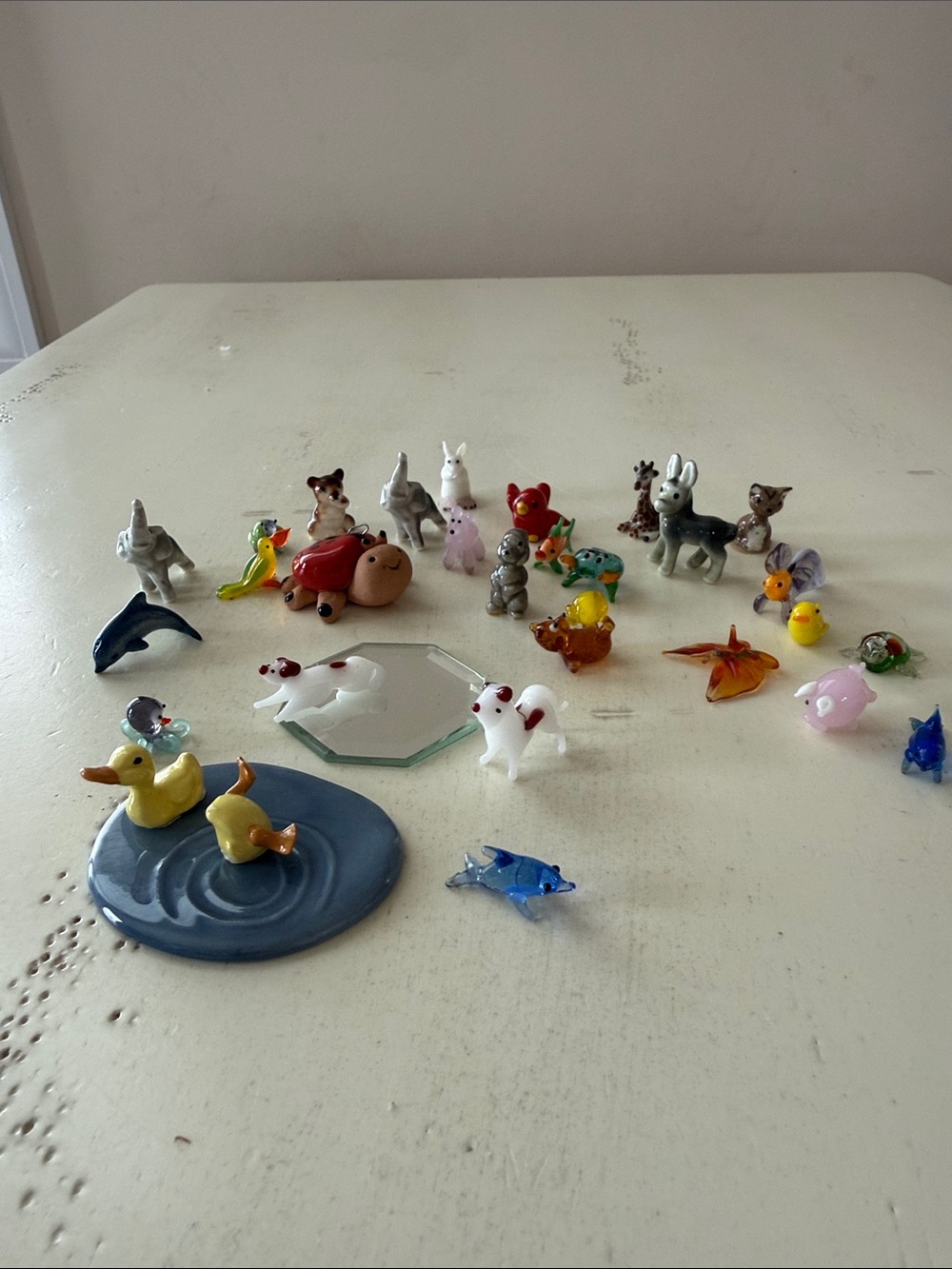Assorted Mini Glass Animal Figurines - Colorful Mix